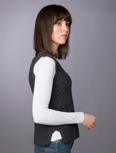 Ladies V-Neck Aran WoolSlipover 2 Ladies V-Neck Aran WoolSlipover