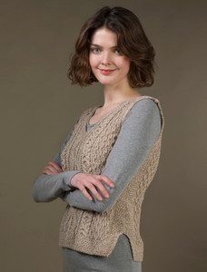 Ladies V-Neck Aran WoolSlipover 23 Ladies V-Neck Aran WoolSlipover