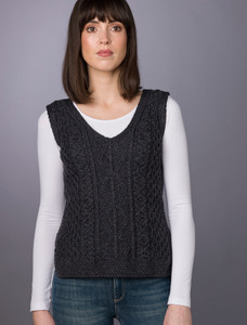 Ladies V-Neck Aran WoolSlipover 3 Ladies V-Neck Aran WoolSlipover