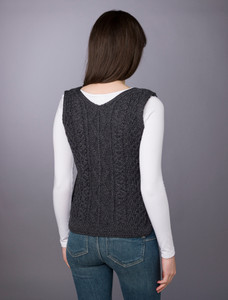 Ladies V-Neck Aran WoolSlipover 4 Ladies V-Neck Aran WoolSlipover