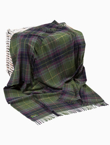Lambswool Plaid Throw - Green Navy Wine