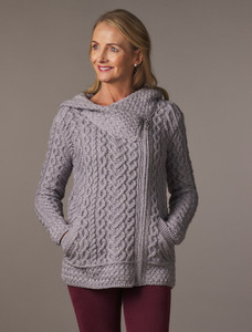Aran Cable Knit Hoodie With Celtic Side Zipââââ
