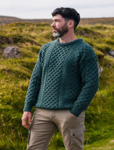 Mens Heavyweight Traditional Aran Wool Sweaterâââ