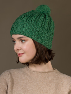 âLadieâs Merino Honeycomb Pom Pom Hat 1 âLadieâs Merino Honeycomb Pom Pom Hat