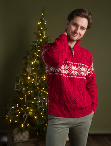 Sânowflake Fair Isle Zip-Neck Aran Sweater