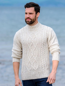 âWool Cashmere Aran Mock Turtleneck Sweater