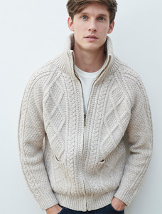 âHand âKnit Zipper Cardigan with Pockets