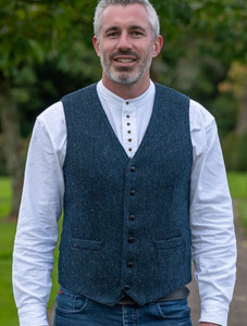 WB Yeats Blue Herring Tweed Waistcoat