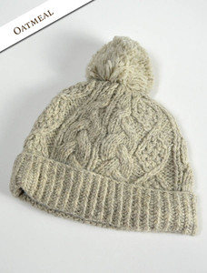 âAran âFleeceâ Lineâdâ Rib Cap with Pomâ