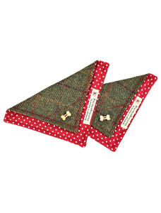 Tweed Doggy Neckerchief Bandana - Green Windowpane 2 Tweed Doggy Neckerchief Bandana - Green Windowpane