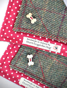 Tweed Doggy Neckerchief Bandana - Green Windowpane 3 Tweed Doggy Neckerchief Bandana - Green Windowpane