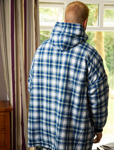 Men's Irish Flannel Lounge Hoodie - Douglas Blue Tartan 2 Men's Irish Flannel Lounge Hoodie - Douglas Blue Tartan