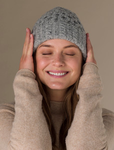 Women's Wool Cashmere Aran Honeycomb Hat 11 Women's Wool Cashmere Aran Honeycomb Hat