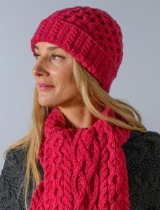 Women's Wool Cashmere Aran Honeycomb Hat 2 Women's Wool Cashmere Aran Honeycomb Hat