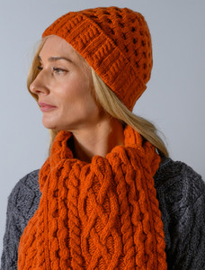 Women's Wool Cashmere Aran Honeycomb Hat 5 Women's Wool Cashmere Aran Honeycomb Hat