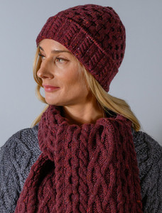 Women's Wool Cashmere Aran Honeycomb Hat 6 Women's Wool Cashmere Aran Honeycomb Hat