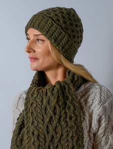 Women's Wool Cashmere Aran Honeycomb Hat 8 Women's Wool Cashmere Aran Honeycomb Hat
