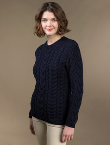 Women's Super Soft Aran Crew Neck Sweaterâ