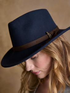 LadiesBoston Wool Felt Hat - Navy