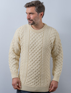 Mens Heavyweight Traditional Aran Wool Sweaterâââââââ