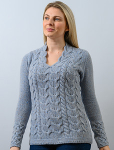 Wool Cashmere Cable V-Neck Sweaterâââ